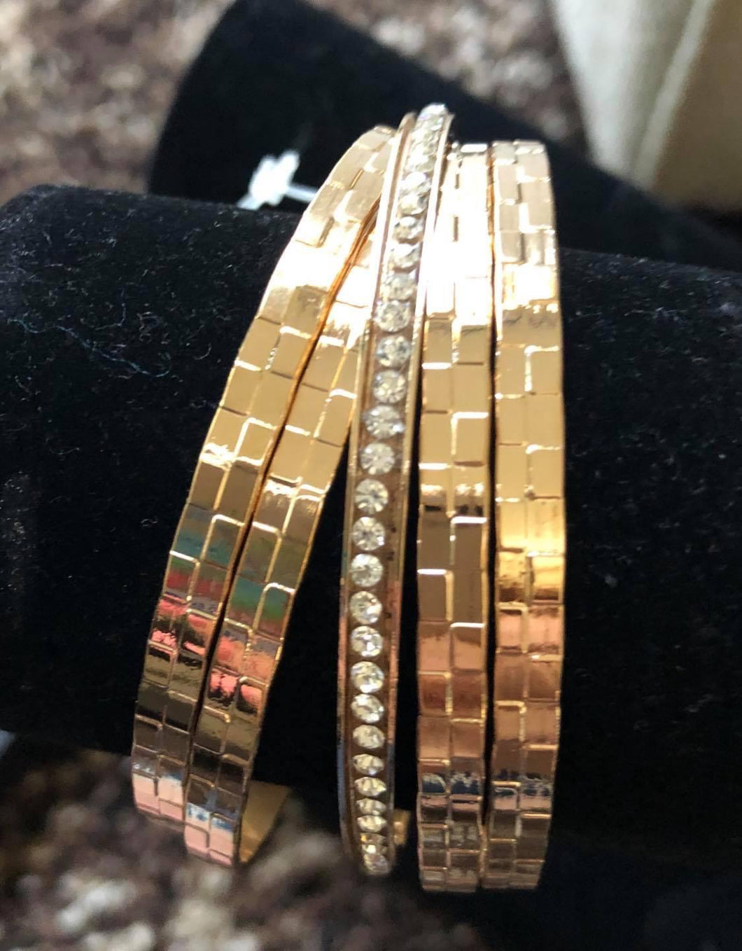 Stack Of Gold & Diamond Bangle Bracelets
