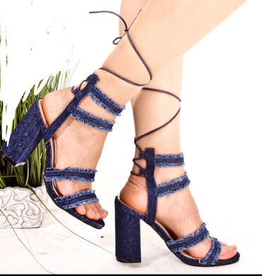 Denim Block Heels