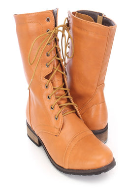 Tan combat boots