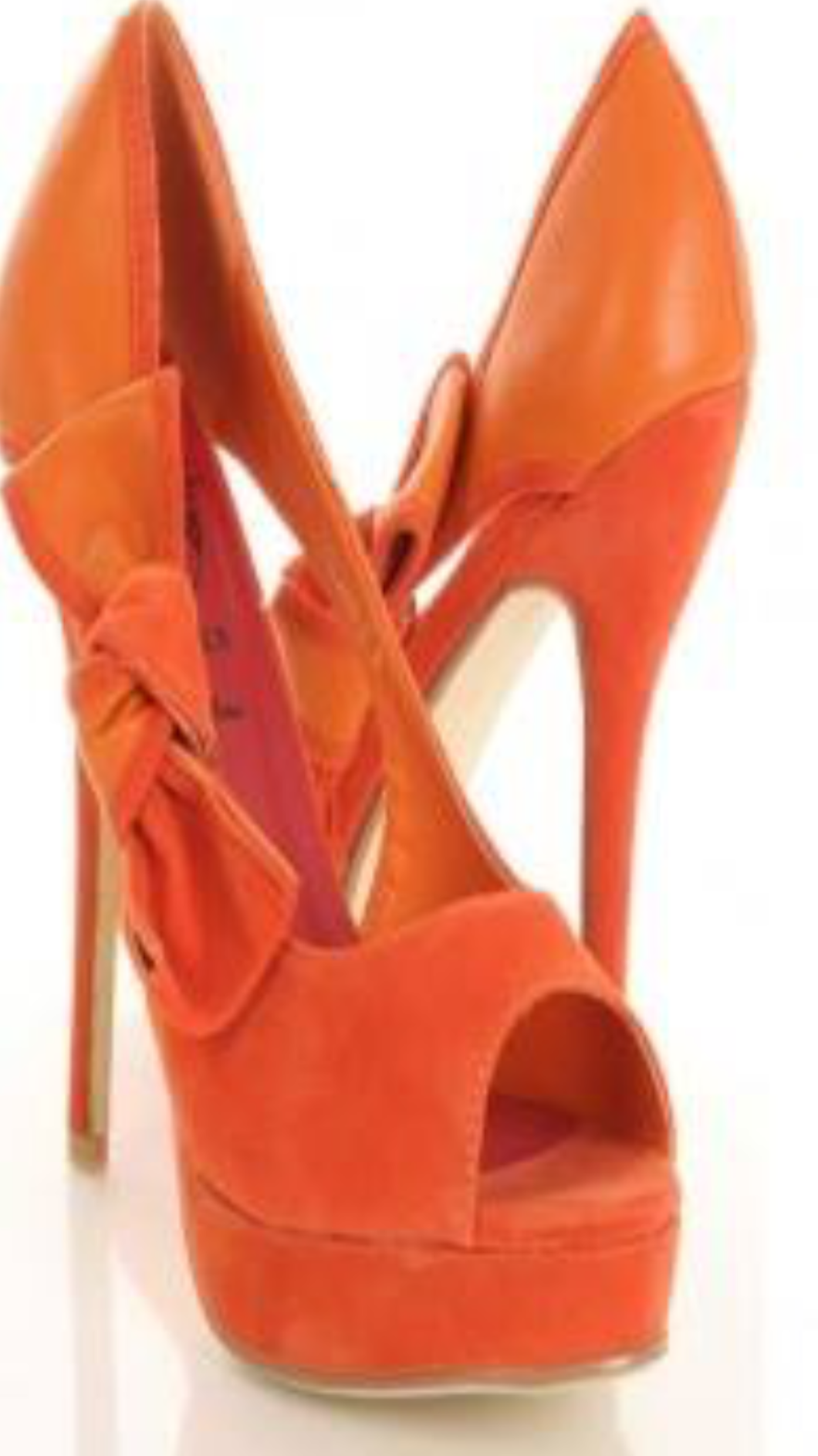 Orange bow peep toe high heels